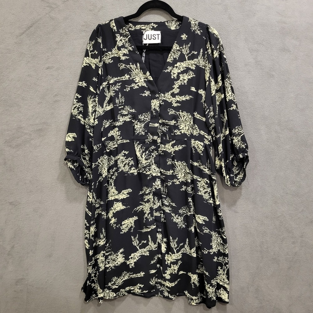 Just Female Mako Pleat Midi Dress‎ Women Size Large Floral Button Front Dress